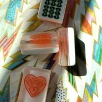Set Mahjong Amerika House Hearts Tigre De Tartan Akrilik Lipat Portabel 160pcs Ubin Mahjong Klasik Dilukis Tangan