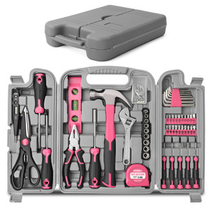 <b>Diy</b> Hand <b>Tools</b> Set Pink Multi Function Home Repair <b>Tool</b> Kit With Hammer Pliers Wrench Scissors Tape Measure - Product Image 3