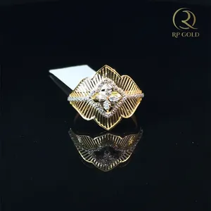 แหวนทองคำ 22k สำหรับผู้หญิง ประดับด้วยเพชรคิวบิกเซอร์โคเนียระยิบระยับ เหมาะสำหรับสวมใส่ทุกวันและเป็นของขวัญพิเศษ - Product Image 1