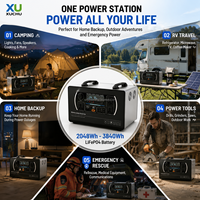 Station d'alimentation portable 2kW 3kW 2048Wh 3840Wh LiFePO4, générateur solaire à onde sinusoïdale pure, batterie externe, compresseur d'air, lampe de poche