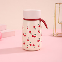 Mini tasse de poche de 12 oz/350 ml pour enfants, enfants, en acier inoxydable 304, thermos portable pour étudiants, motif cerise, ours, pour les voyages