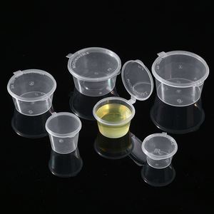 Gobelet en plastique PP jetable transparent, petit récipient à sauce, personnalisable avec logo, MOQ 500 pièces, pour emballage de sauces, compatible OEM - Product Image 2