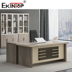 Ekintop meja kantor kayu furnitur desain klasik MDF meja kantor