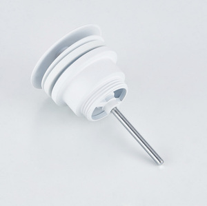 Robinet Click Clack G1-1/4 en laiton pour lavabo, blanc mat, avec grand couvercle, évacuation directe des eaux usées - Product Image 2