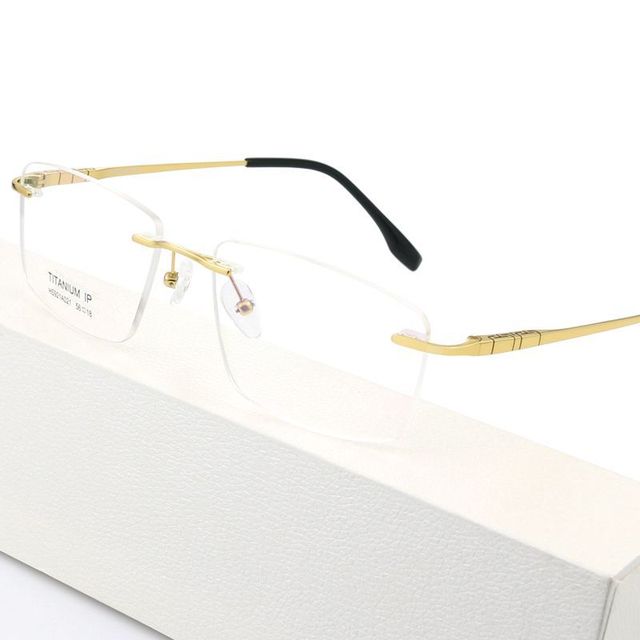 Business Pure Titanium Reading Glasses Frame Trendy Big Face Gold Color That Matches Well with Myopia Glasses Titanium Material