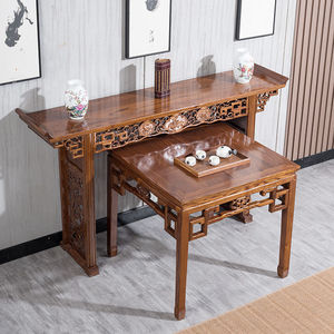 שולחן מזבח בודהיסטי בסגנון סיני מעץ מלא, מקדש בית לאמונה עם אחסון מרווח, עיצוב מסורתי אלגנטי - Product Image 1