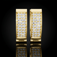 KRUP JEWELS Pendientes de oro blanco con diamantes cultivados en laboratorio, corte brillante, color E, clásicos para mujer, para uso diario, boda, compromiso
