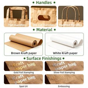 ถุงกระดาษคราฟท์สีขาวน้ำตาลพิมพ์โลโก้ตามสั่ง ราคาโรงงาน ถุงของขวัญราคาถูก - Product Image 4