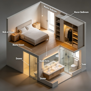 Conception de <span class=keywords><strong>villa</strong></span> familiale américaine personnalisée, plan de maison moderne à deux étages avec 3 chambres, garage et design graphique extérieur - Product Image 3