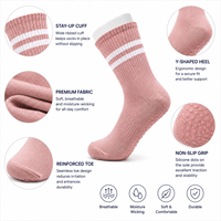 Chaussettes de Pilates antidérapantes pour femmes, chaussettes de yoga mi-mollet pour la barre, en mélange de coton, chaussettes athlétiques personnalisées, vente en gros
