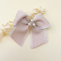 Barrettes à nœuds en ruban décorées de perles coréennes pour enfants, accessoires pour queue de cheval à l'arrière de la tête