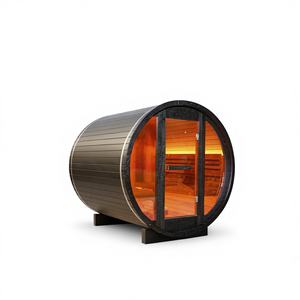 Sauna extérieur rond noir sur mesure OEM avec poêle à vapeur, pour 3-4 personnes - Product Image 1