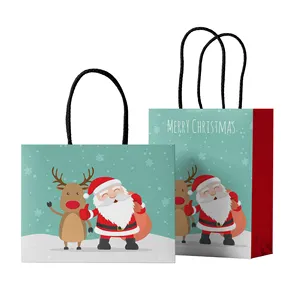 Christmas Paper Bag Custom Logo Luxury Merry Christmas Paper Gift Bag Customized with Your Own Logo