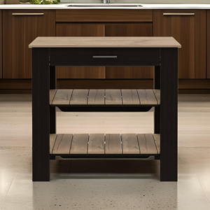 HMS Modern 40 \ "isola cucina in legno nero e naturale e carrello da cucina in rovere