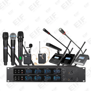 8 Channel UHF <b>Wireless</b> <b>Microphone</b> <b>System</b> Dynamic Handheld Headset Lapel Conference Mic Set for Stage Church Karaoke - Product Image 1