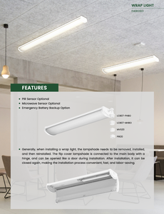 4ft LED Wrap <b>Light</b> Flip-Cover Design Optional PIR Microwave <b>Sensor</b> <b>Indoor</b> Office Energy Efficient Lamp - Product Image 4