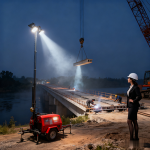 Al Aire Libre portátil 5M 7m 8M 9M mango mástil pequeña potencia con refrigeración por aire Diesel Gener Mobile Led Light Tower - Product Image 2