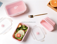 Boîte à lunch en silicone sans BPA pour enfants et adultes Conteneur de stockage des aliments pliant Rectangle Bento Box Lunchbox Lonchera
