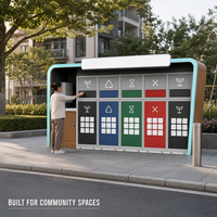 Station de tri des déchets intelligente et moderne avec système de pesage et incitation à points pour les habitants de la communauté.