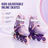 Patins à roulettes ajustables pour filles débutantes, patins à roulettes mignons de couleur violette et rose pour la pratique du patinage en plein air