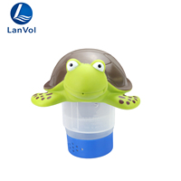 LanVol Distributeur de produits chimiques flottant au design unique tortue, Outil de nettoyage de piscine durable, Boîte à médicaments