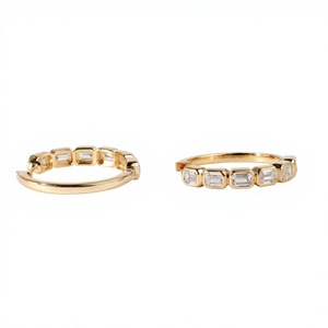 Emerald Lab Grown Diamond Bezel Set Hoop <b>Earring</b> 10K 14K 18K Solid Gold Diamond Heggie <b>Earrings</b> Minimalist Diamond Hoop <b>Earrings</b> - Product Image 4