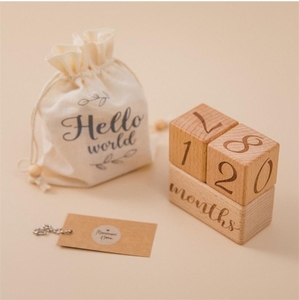 Style nordique bébé <span class=keywords><strong>naissance</strong></span> pleine lune jalons commémoratifs Photo en bois bloc de pendule numérique croissance bloc de bois commémoratif - Product Image 2