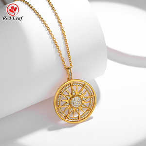 Celestial Jóias 925 Sterling Silver Platinum Platinum Plated Clássico Colar de Pingente das Mulheres RedLeaf VVS Moissanite Embutimento Terceiro Partido - Product Image 1