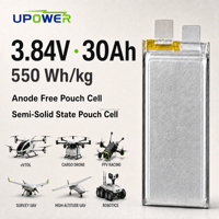 Cellule lithium semi-solide légère ULi 3.84V 30Ah 550Wh/kg, décharge continue 3C, pour aéronefs EVTOL
