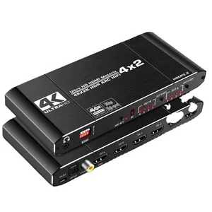 4x2 HDMI 2.0 Matrix Switch Splitter 4K@60Hz Switcher 4 in 2 Out with IR Remote Controller Support ARC HDCP 2.2