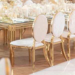 Chaise de banquet empilable en métal Louis à dossier rond pour hôtel, mobilier d'extérieur commercial de luxe à prix abordable pour mariage - Product Image 2