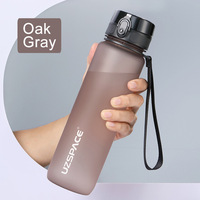 Botella de Agua de Plástico Transparente Personalizada, Portátil, con Pajita Abatible, Semitransparente, Libre de BPA, para Niños, de 1 Litro, la Más Vendida