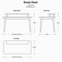 Bureau d'étude et bibliothèque intégrés en bois massif de caoutchouc, durable, minimaliste, compact et peu encombrant, idéal pour la maison et les étudiants.