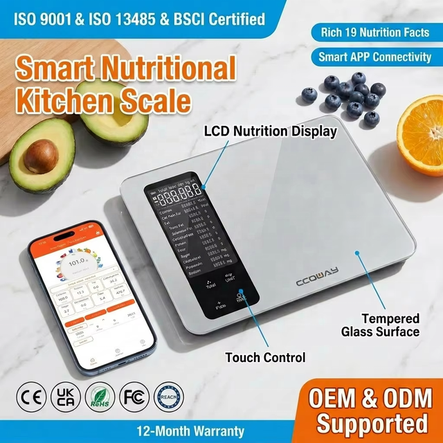 Smart Nutritional Kitchen Scale 5kg/1g Digital Food Scale with App for Calories and Nutrition Tracking