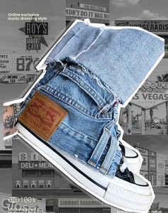 REMARK UPCYCLE Scarpe da Uomo di Lusso Vintage Fatte a Mano con Patchwork e Rielaborazione, Scarpe Eleganti Retrò in Denim - Product Image 6