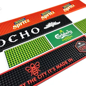 Custom Water Proof Non Slip Bar Counter Soft Rubber Mats Drinking Beer Bar Mat With Logos