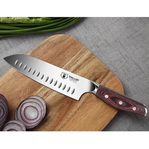 Wallop Professional 7 Inch Pakka Wood Handle German 1.4116 High Carbon Steel Forged Kitchen Santoku Knife