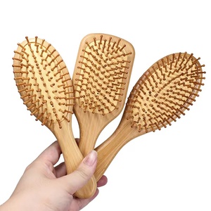 Natürliche Bambus Haar bürsten Großhandel Holz breite Kamm bürste für lockige benutzer definierte Logo Holz Haar Entwirrungs bürste Set - Product Image 2