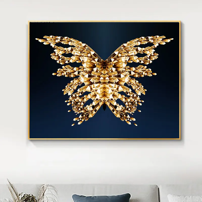 Custom Beautiful 2 Panels Butterfly Oil Paintings On Canvas With Aluminum Framed For Decorative Home Wall Art