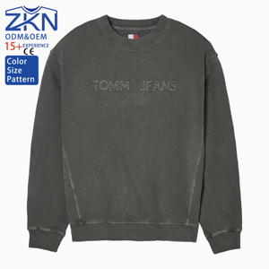 Felpe girocollo sottili in cotone 100% ricamate di alta qualità, ecologiche, da uomo e donna, a maniche lunghe con lettere - Product Image 1