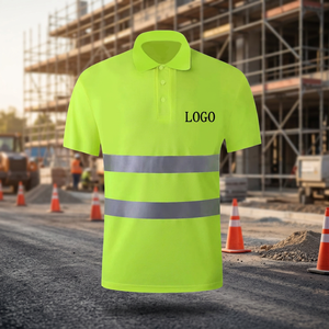 Polo de travail de sécurité pour hommes avec logo personnalisé, respirant, à séchage rapide, haute visibilité, réfléchissant, en polyester - Product Image 3