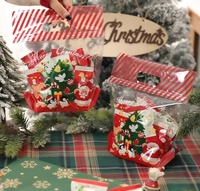 Vente en gros, impression personnalisée, sacs-cadeaux de Noël transparents découpés, impression de sacs d'emballage de bonbons en plastique découpés à l'emporte-pièce