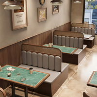 Bistro Hotel Diner Meubilair Op Maat Restaurant Booth Bank Groene Marmeren Blad Metalen Onderstel Tafel Houten Stoelen Complete Eethoek