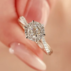 خاتم زفاف وخطوبة فاخر من الفضة الإسترلينية عيار 925 مع حجر الموزانيت ومرصع بالألماس الكامل على شكل نجمة سداسية - Product Image 2