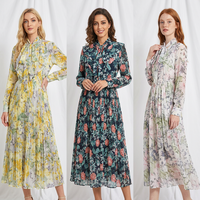 Robe de femme musulmane abaya avec imprimé de fleurs robe modeste robes de femmes