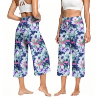 Pantalon Capri de Yoga pour Femme, Taille Haute, à Cordon de Serrage, Motif Tie-Dye Vibrant et Psychédélique, Coupe Ample, Doux, pour la Gym et les Loisirs