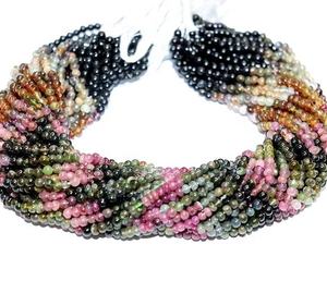 ทัวร์มาลีนหลายสีลูกปัดอัญมณีขัดเงาแบบหลวมทำเครื่องประดับสร้อยคอราคาขายส่งคุณภาพดีตามธรรมชาติ - Product Image 1