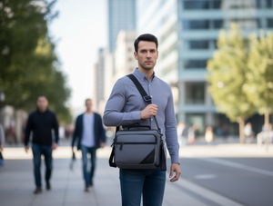 Borsa a tracolla orizzontale multifunzionale da uomo in nylon con chiusura a cerniera, portatile, per tutte le stagioni - Product Image 2