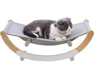 Vendita in fabbrica FSC & BSCI letto per gatti sospeso in legno per gatti da interno accogliente sedia a dondolo amaca per gatti ondeggiante