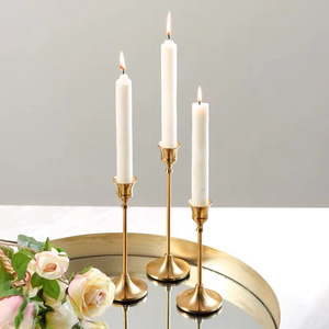 Antique Minimalist <strong>Brass</strong> Long Stemmed Tapered Candle <strong>Holder</strong> Stick Set <strong>Holders</strong> Decorative Gold <strong>Candlestick</strong> <strong>Holder</strong> - Product Image 3